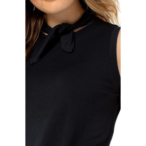 LIVERPOOL Tie Neck Muscle Sleeveless Top in Black - Size Medium - Picture 4 of 5